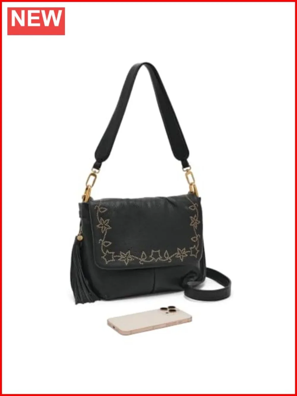 HOBO Harley Convertible Shoulder Leather Bag Floral Studwork
